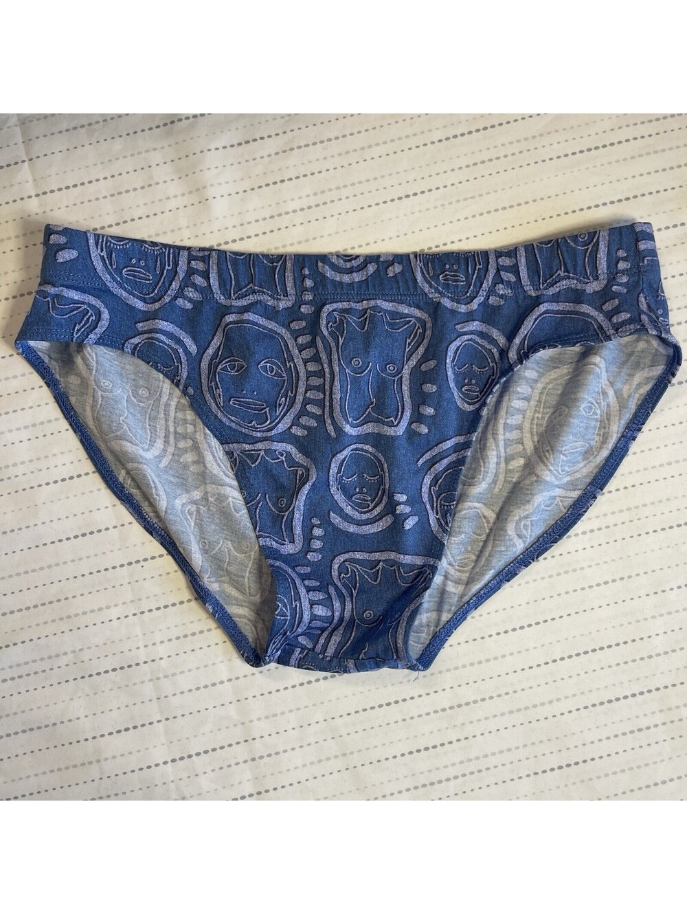 Patrick Church Blue Printed Men Swim Briefs Size M Pride LGBTQ+ Designer